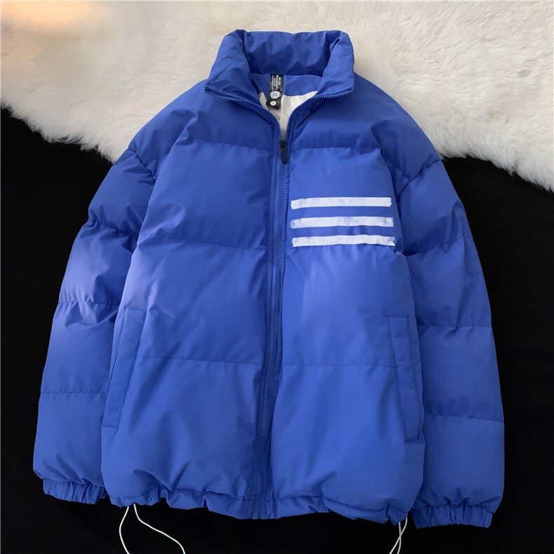 抖音品质冬季情侣百搭棉服潮流条纹印花外套MY23407特批70控118,男装棉衣,星座605(原A050)