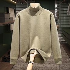 2025秋冬季新款高领套头毛衣男士加绒大码打底针织衫线衣服，男装T恤，星座914