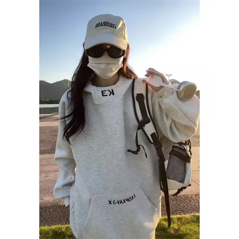 日系复古连帽卫衣男女款春秋季潮流宽松休闲纯色百搭上衣,男装卫衣,星座1210-1
