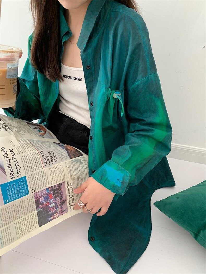 (现货)全手工印花扎染衬衫，女装衬衫，墨写