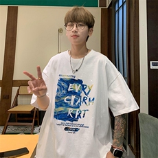 量大优供抖音视频支持得物配合二开美式满天星亮片短袖T恤MTX215，男装T恤，电商A486