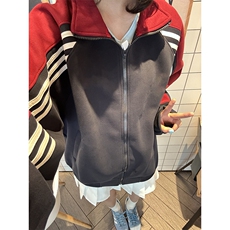 抖音得物高品质美式高街重磅结构织带拼接撞色立领卫衣外套CM41，女装短外套，电商A486-1