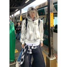 复古扎染珍珠点缀喷绘连帽卫衣男女休闲百搭宽松开衫上衣WA242，男装卫衣，星座1116A（原606A-3）