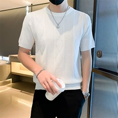 潮牌短袖男士t恤春季新款痞帅高级感男装上衣半袖毛衣针织衫M816，男装针织衫/毛衣，星座1116A-2（原606A-1）