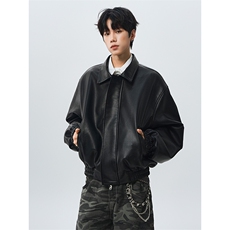 秋冬cleanfit垫肩皮衣夹克美式短款宽松加棉棉服外套JK3652-特P78，男装夹克，电商B295