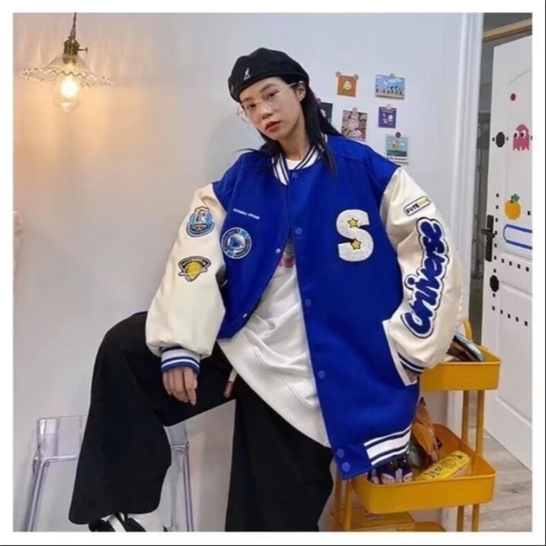 秋季美式拼接棒球服夹克男春秋宽松情侣休闲外套JK614-P45,男装夹克,星座208-5