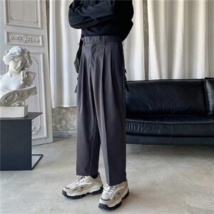 夏季小西裤男士休闲裤宽松韩版直筒裤黑色坠感潮流阔腿XK030-P35，男装西裤，星座1008-1