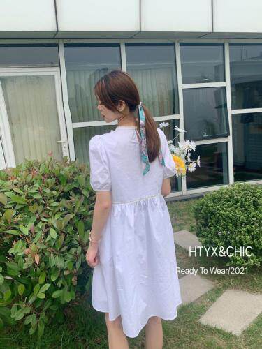 夏季现货新款，珍珠项链素色娃娃裙，女装，HTYX(6F)