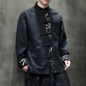 春款现货新款新中式大码男士灯芯绒夹克撞色外套男JK99-P110图片