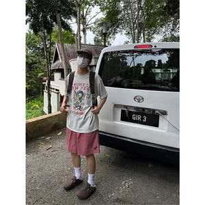 网图有货 夏季薄款透气速干格子刺绣五分宽松短裤男女 A542-P18图片