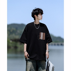 8XL-M高品质纯棉美式复古宽松简约百搭学院风短袖T恤上衣男DX343，男装T恤，电商D206-1