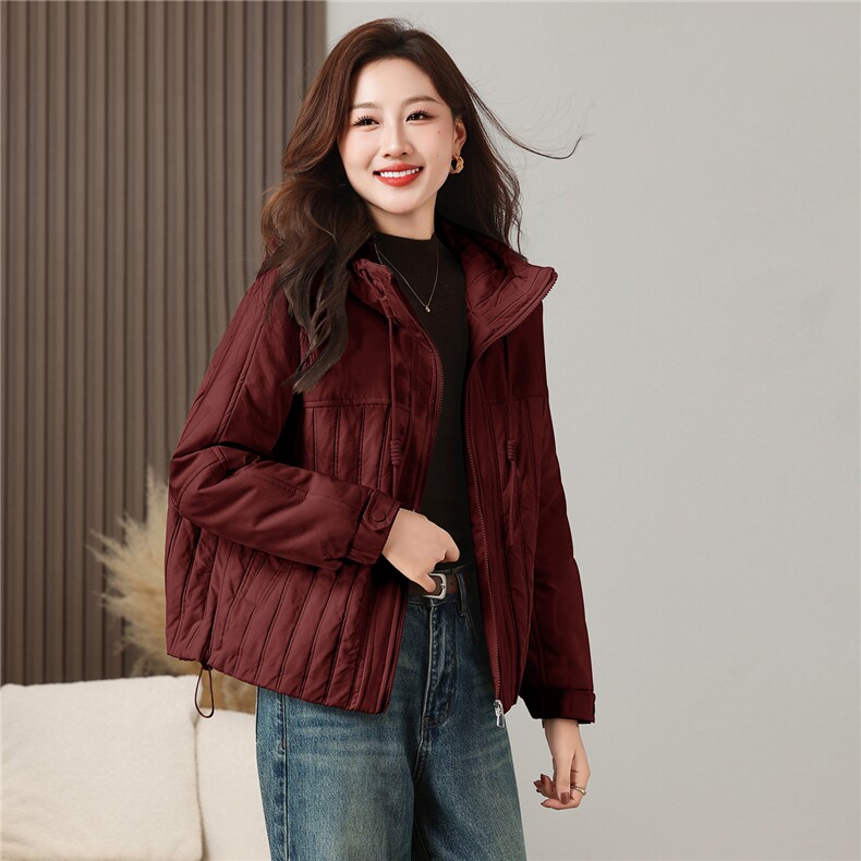 棉服女时尚拼接纯色简约百搭时尚防风保暖外套图片