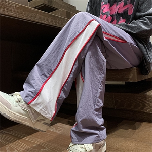 秋季美式insi高街hiphop拼接宽松运动长裤货号K2315P4568图片