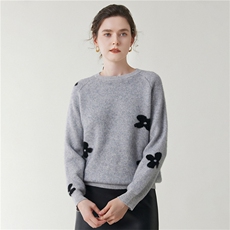 2025年秋季新款百搭空气层花朵提花,女装羊绒衫,广悦羊绒, 2025年秋季新款百搭空气层花朵提花,女装羊绒衫,广悦羊绒,