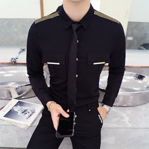 YC090-V2021新款男潮长袖衬衫夜店酒吧KT衬衣大码个性logo定制P50图片