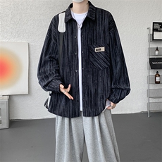 衬衫男春季新款港风宽松灯芯绒扎染长袖衬衣CS3097-P42，男装衬衫，星座214-3