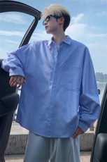 衬衫男春季新款港风宽松大码条纹长袖衬衣CS801-特P29，男装衬衫，星座214-3
