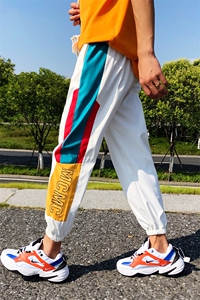 港风休闲裤男运动裤九分裤大码嘻哈潮中性宽松男长裤子7702F45图片