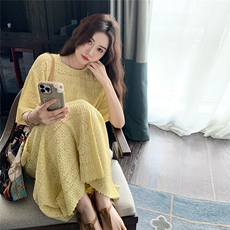 黄色慵懒风蕾丝裙女2025年夏季新款时髦洋气减龄半身裙，女装套装/套裙，2C209