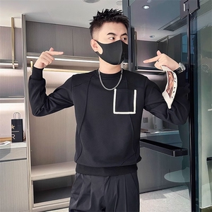 网图现货男士重磅设计感款拼接圆领短袖T恤半袖R8020-P48图片
