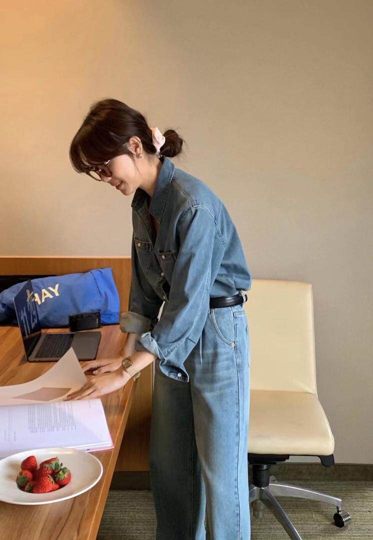 现货冰丝牛仔衬衫，女装衬衫，亿炫(5F)