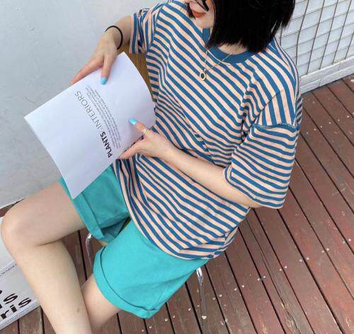 条纹撞色T，女装，Q.P