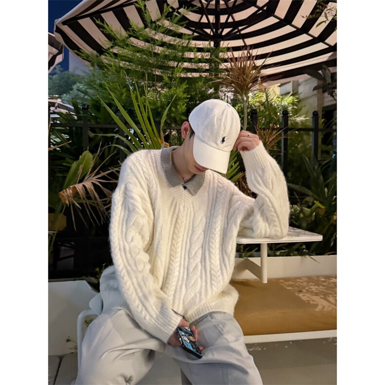 C316MY5091P78V领毛衣宽松麻花个性针织衫毛衣打底宽松,男装T恤,电商C316