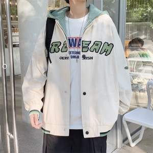 假两件连帽外套男韩版时尚休闲夹克秋ins港风宽松上衣 W1551-P60图片