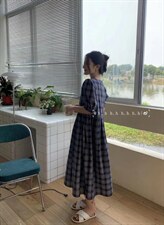 夏款.格子连衣裙，女装连衣裙，hh(4F)
