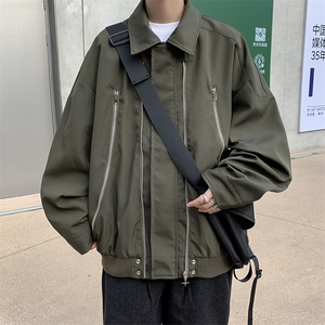 A906-P64 美式高街设计感小众翻领夹克男复古潮牌宽松百搭外套图片