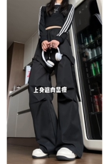 休闲百搭直筒宽松裤子日系复古小众设计感伞兵长裤K603TP45控69，男装休闲裤，电商A102B