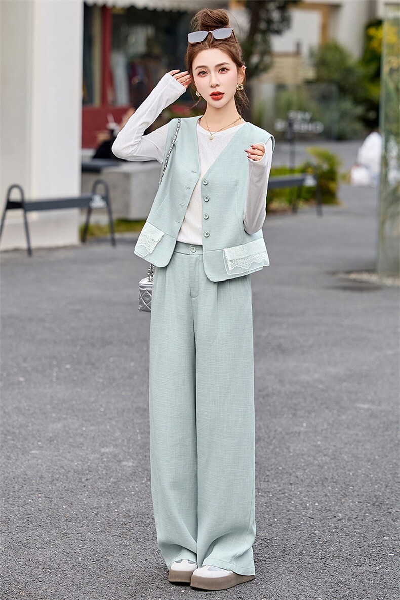 短裤套装女夏2025新款小个子韩系穿搭时尚蕾丝花边洋气休闲三件套,女装套装/套裙,玖莱伊