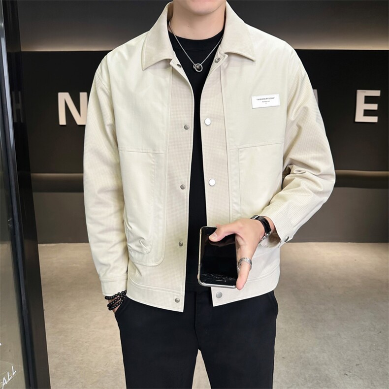 休闲纯色长袖上衣男贴标休闲百搭夹克A329-JK5091-P95,男装夹克,电商A329