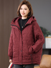 2025冬季时尚休闲夹棉加厚保暖舒适中长款棉服，女装棉衣/棉服，独衣靓