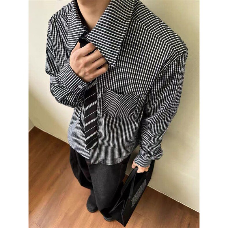 领带拼接格子衬衫ZC094-P45,男装衬衫,星座313A(原308A-2)