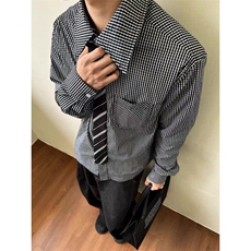 领带拼接格子衬衫ZC094-P45，男装衬衫，星座313A(原308A-2)