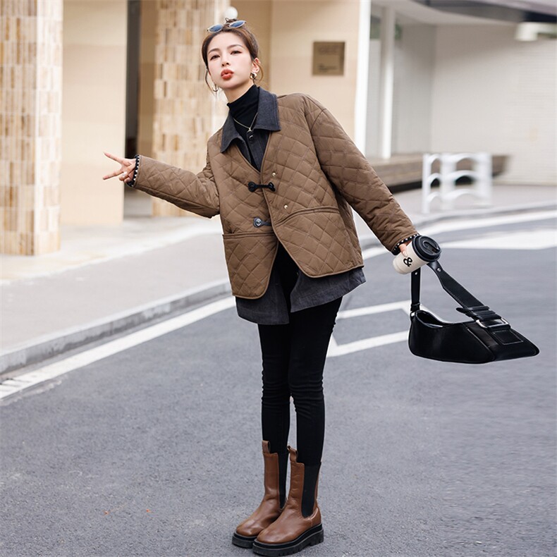 棉衣女中长款2023秋冬季新款拼接假两件,女装棉衣/棉服,秋水欣儿