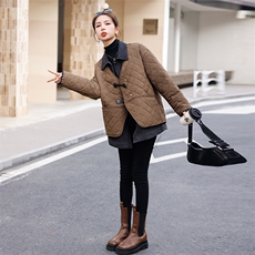 棉衣女中长款2023秋冬季新款拼接假两件，女装棉衣/棉服，秋水欣儿