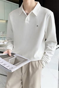 2024轻熟风宽松阔版华夫格面料男士POLO刺绣上衣PL08/P55特控88图片