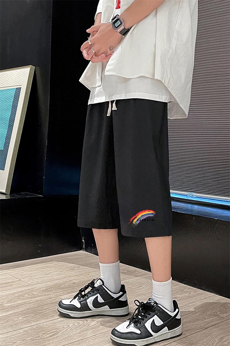 QK72064-P25冰丝七分裤男大码速干短裤男五分裤港风,男装休闲裤,电商A040