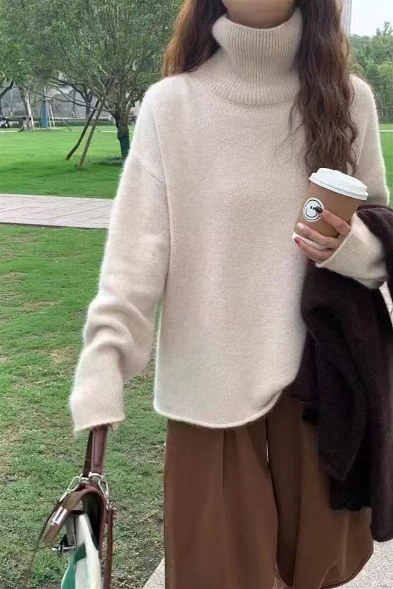 秋冬季羊毛高领纯色百搭款休闲羊毛衫,女装羊毛衫,锦瑟羊绒