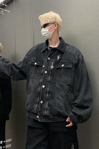 美式高街秋季牛仔外套男潮牌  炸街休闲百搭牛仔夹克男JK8027/P90图片