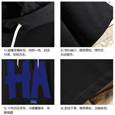 LD54258-P45NASA连帽短袖t恤男大码胖子带帽五分袖中袖砖墙，男装T恤，电商A040A