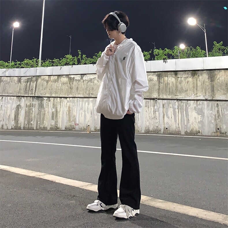 美式hiphop裤子高街vibe弹力黑色牛仔裤修身直筒微喇叭痞帅工装裤,男装牛仔裤,星座310A-4