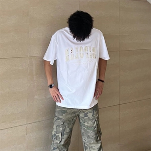 万针全刺绣工艺抖音得物高品质260克重磅纯棉双纱美式高街短袖T恤图片