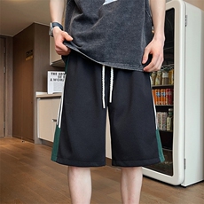 休闲短裤男士韩版潮流拼色三条杠帅气2024夏季ins五分裤K5248-P32，男装牛仔裤，星座412-3