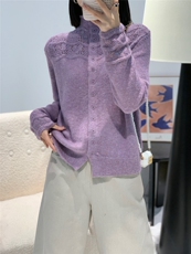 2026年秋季时尚百搭通勤简约休闲开衫，女装针织衫/毛衣，暖烁特种纱工厂店