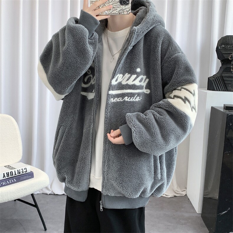 冬款加绒加厚保暖棉衣羊羔绒毛巾绣连帽外套男女 920-P110控价158图片