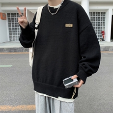 设计感假两件圆领毛衣男秋冬季青少年加厚针织杉港风chic宽松线衣，男装针织衫/毛衣，星座410-6（原星座1304-1）