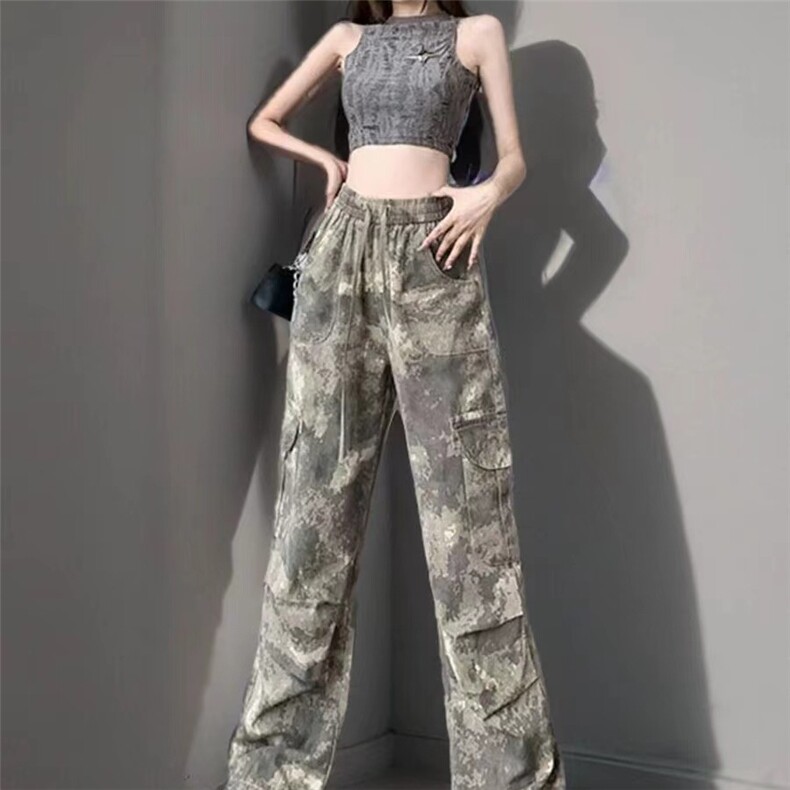 迷彩工装裤男女秋季高腰宽松休闲美式冲锋裤高街裤子MKK661P48,男装工装外套,星座1013-5